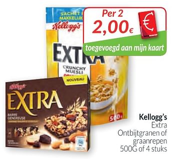 Promoties Kellogg`s extra ontbijtgranen of graanrepen - Kellogg's - Geldig van 01/02/2018 tot 28/02/2018 bij Intermarche