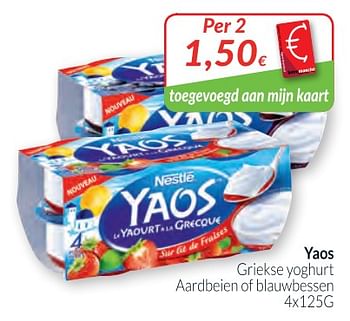 Promoties Nestlé yaos griekse yoghurt aardbeien of blauwbessen - Nestlé - Geldig van 01/02/2018 tot 28/02/2018 bij Intermarche