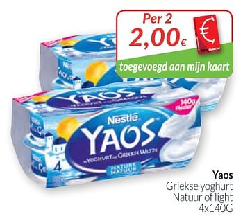 Promoties Nestlé yaos griekse yoghurt natuur of light - Nestlé - Geldig van 01/02/2018 tot 28/02/2018 bij Intermarche
