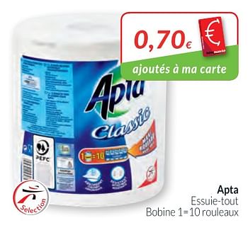 Promoties Apta essuie-tout bobine - Apta - Geldig van 01/02/2018 tot 28/02/2018 bij Intermarche