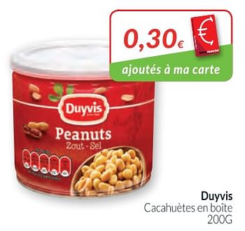 Promotions Duyvis cacahuètes en boite - Duyvis - Valide de 01/02/2018 à 28/02/2018 chez Intermarche