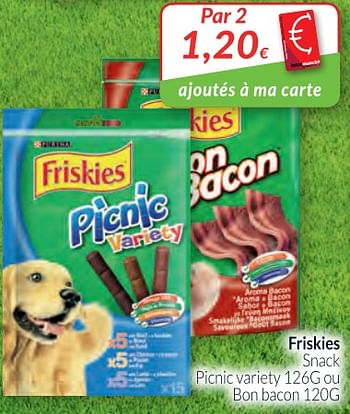 Promotions Friskies snack picnic variety ou bon bacon - Purina - Valide de 01/02/2018 à 28/02/2018 chez Intermarche