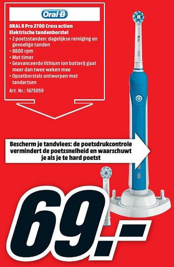 Opknappen Gehuurd beu Oral-B Oral b pro 2700 cross action elektrische tandenborstel - Promotie  bij Media Markt