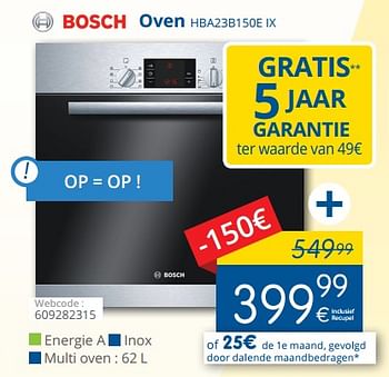 Promoties Bosch oven hba23b150e ix - Bosch - Geldig van 01/02/2018 tot 28/02/2018 bij Eldi