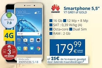 Promoties Huawei smartphone 5,5`` y7 grey of gold - Huawei - Geldig van 01/02/2018 tot 28/02/2018 bij Eldi