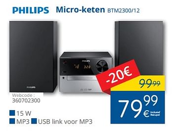 Promoties Philips micro-keten btm2300-12 - Philips - Geldig van 01/02/2018 tot 28/02/2018 bij Eldi