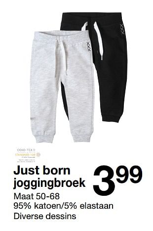 Promoties Just born joggingbroek - Huismerk - Zeeman  - Geldig van 03/02/2018 tot 21/07/2018 bij Zeeman