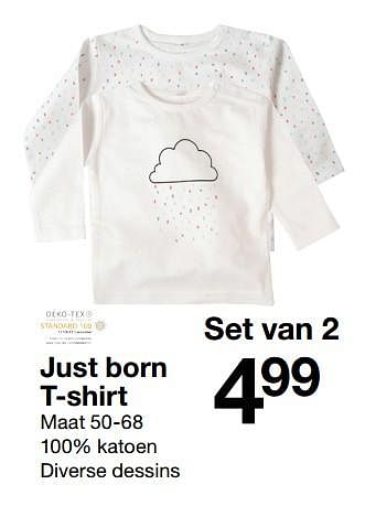 Promoties Just born t-shirt - Huismerk - Zeeman  - Geldig van 03/02/2018 tot 21/07/2018 bij Zeeman