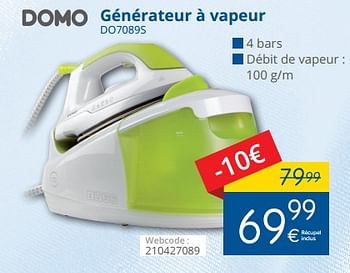 Promoties Domo générateur à vapeur do7089s - Domo - Geldig van 01/02/2018 tot 28/02/2018 bij Eldi
