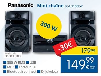 Promotions Panasonic mini-chaîne sc-ux100e-k - Panasonic - Valide de 01/02/2018 à 28/02/2018 chez Eldi