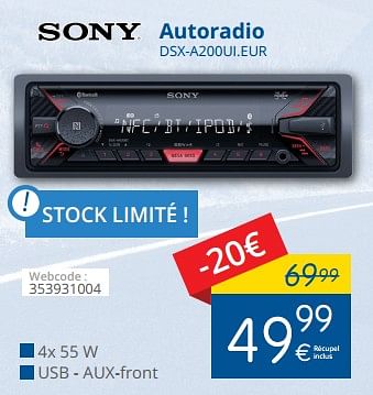 Promotions Sony autoradio dsx-a200ui.eur - Sony - Valide de 01/02/2018 à 28/02/2018 chez Eldi