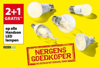 Promoties 2 + 1 gratis op alle handson led lampen - Handson - Geldig van 07/02/2018 tot 13/02/2018 bij Gamma
