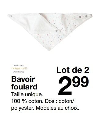 Promotions Bavoir foulard - Produit maison - Zeeman  - Valide de 03/02/2018 à 21/07/2018 chez Zeeman