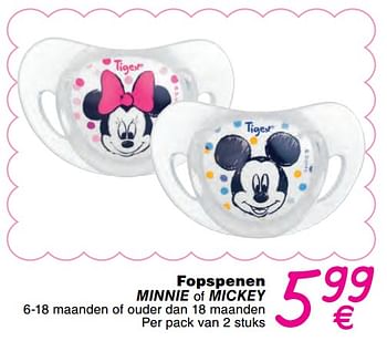 Promotions Fopspenen minnie of mickey - Disney - Valide de 01/01/2018 à 31/12/2018 chez Cora