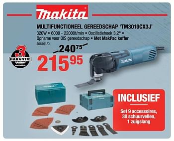 Promoties Makita multifunctioneel gereedschap tm3010cx3j - Makita - Geldig van 01/02/2018 tot 18/02/2018 bij HandyHome