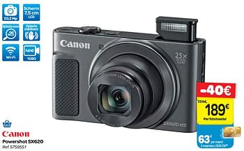 Promoties Canon powershot sx620 - Canon - Geldig van 07/02/2018 tot 19/02/2018 bij Carrefour