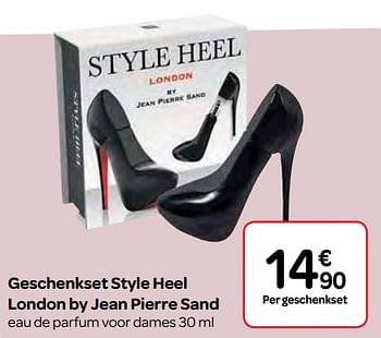 Promoties Geschenkset style heel london by jean pierre sand - Huismerk - Carrefour  - Geldig van 07/02/2018 tot 19/02/2018 bij Carrefour