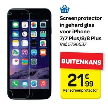 Promoties Screenprotector in gehard glas voor iphone 7-7 plus-8-8 plus - Huismerk - Carrefour  - Geldig van 07/02/2018 tot 19/02/2018 bij Carrefour