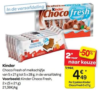 Promoties Kinder choco fresh - Kinder - Geldig van 07/02/2018 tot 19/02/2018 bij Carrefour