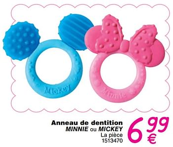 Promotions Anneau de dentition minnie ou mickey - Disney - Valide de 01/01/2018 à 31/12/2018 chez Cora