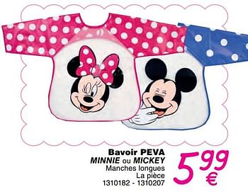 Promoties Bavoir peva minnie ou mickey - Disney - Geldig van 01/01/2018 tot 31/12/2018 bij Cora