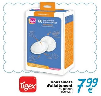 Promoties Coussinets d`allaitement - Tigex - Geldig van 01/01/2018 tot 31/12/2018 bij Cora