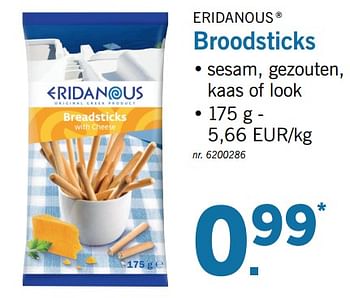Promoties Broodsticks - Eridanous - Geldig van 12/02/2018 tot 17/02/2018 bij Lidl