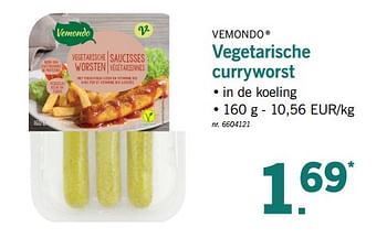 Promotions Vegetarische curryworst - Vemondo - Valide de 12/02/2018 à 17/02/2018 chez Lidl