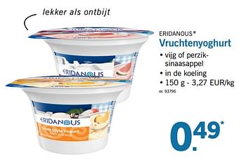 Promoties Vruchtenyoghurt - Eridanous - Geldig van 12/02/2018 tot 17/02/2018 bij Lidl
