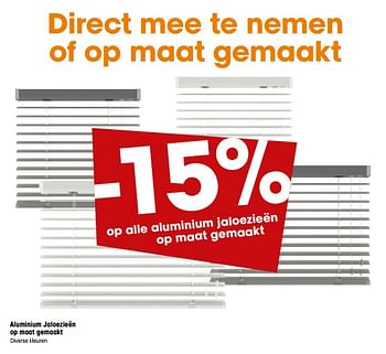 Promoties -15% op alle aluminium jaloezieën op maat gemaakt - Huismerk - Kwantum - Geldig van 12/02/2018 tot 25/02/2018 bij Kwantum
