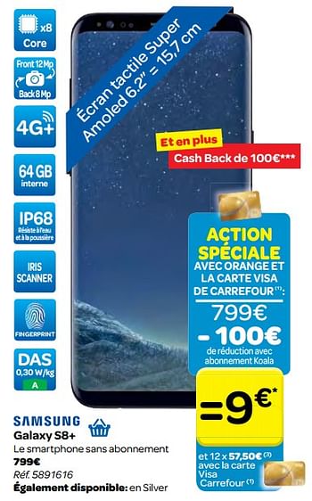 Promoties Samsung galaxy s8+ - Samsung - Geldig van 07/02/2018 tot 19/02/2018 bij Carrefour