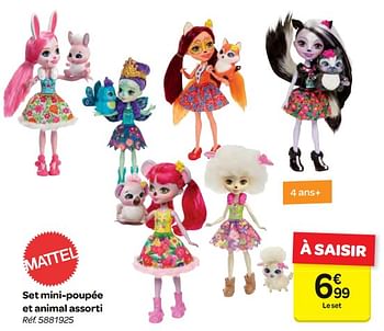 Promotions Set mini-poupée et animal assorti - Mattel - Valide de 07/02/2018 à 19/02/2018 chez Carrefour