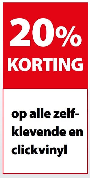 Promoties 20% korting op alle zelfklevende en clickvinyl - Huismerk - Gamma - Geldig van 14/02/2018 tot 26/02/2018 bij Gamma