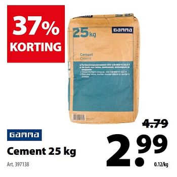 Promoties Cement - Gamma - Geldig van 14/02/2018 tot 26/02/2018 bij Gamma