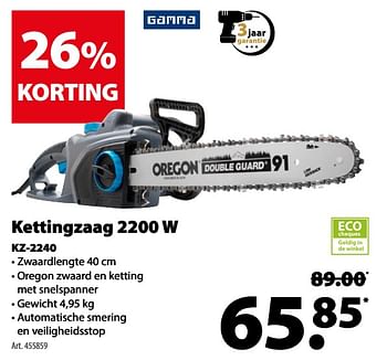Promoties Gamma kettingzaag 2200 w kz-2240 - Gamma - Geldig van 14/02/2018 tot 26/02/2018 bij Gamma
