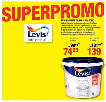 Promoties Levis primer muur + plafond 5l + 20% - Levis - Geldig van 01/02/2018 tot 18/02/2018 bij HandyHome
