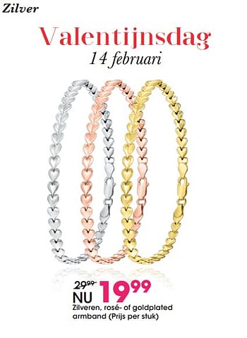 Promotions Zilveren, rosé- of goldplated armband - Huismerk - Lucardi - Valide de 29/01/2018 à 18/02/2018 chez Lucardi