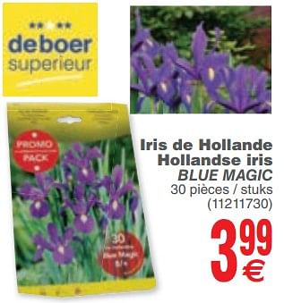 Promotions Iris de hollande hollandse iris blue magic - deboer superieur - Valide de 06/02/2018 à 19/02/2018 chez Cora