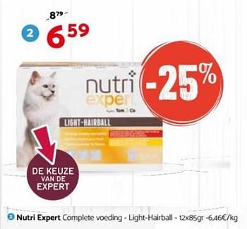Promoties Nutri expert complete voeding - light-hairball - Nutri Expert - Geldig van 07/02/2018 tot 18/02/2018 bij Tom&Co