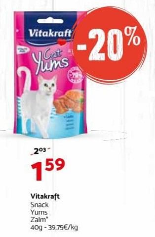 Promoties Vitakraft snack yums zalm - Vitakraft - Geldig van 07/02/2018 tot 18/02/2018 bij Tom&Co