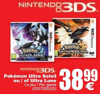 Promotions Pokémon ultra soleil ou - of ultra lune - Nintendo - Valide de 06/02/2018 à 19/02/2018 chez Cora