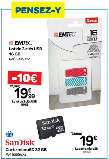 Promotions Emtec lot de 3 clés usb 16 gb - Emtec - Valide de 07/02/2018 à 19/02/2018 chez Carrefour