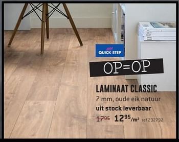 Promotions Laminaat classic - QuickStep - Valide de 29/01/2018 à 25/02/2018 chez Freetime