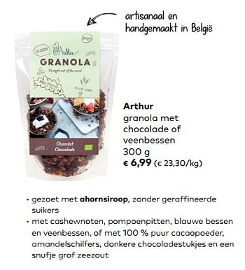 Promoties Arthur granola met chocolade of veenbessen - Arthur - Geldig van 07/02/2017 tot 06/03/2018 bij Bioplanet