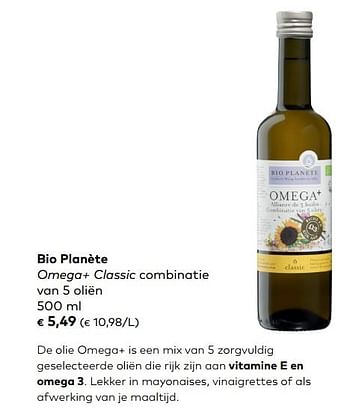 Promoties Bio planète omega+ classic combinatie van 5 oliën - Bio-Planète - Geldig van 07/02/2017 tot 06/03/2018 bij Bioplanet