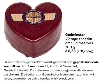 Promoties Godminster vintage cheddar omhuld met was - Godminster - Geldig van 07/02/2017 tot 06/03/2018 bij Bioplanet