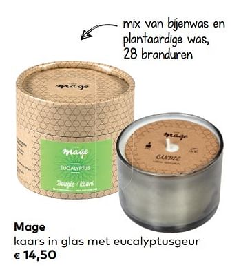 Promoties Mage kaars in glas met eucalyptusgeur - Mage - Geldig van 07/02/2017 tot 06/03/2018 bij Bioplanet