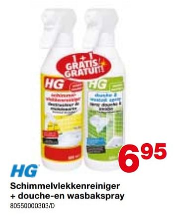 Promoties Schimmelvlekkenreiniger + douche-en wasbakspray - HG - Geldig van 08/02/2018 tot 04/03/2018 bij Home & Co