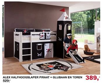 Promoties Alex halfhoogslaper piraat + glijbaan en toren - Huismerk - Baby & Tiener Megastore - Geldig van 04/02/2018 tot 03/03/2018 bij Baby & Tiener Megastore
