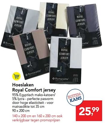 Promotions Hoeslaken royal comfort jersey - Produit maison - Makro - Valide de 14/02/2018 à 27/02/2018 chez Makro